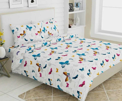 TerryFox 360 TC Cotton Double Printed Flat Bedsheet(Pack of 1, Multicolor)