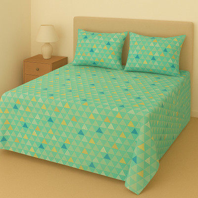 RRC 144 TC Microfiber Double Printed Flat Bedsheet(Pack of 1, Green)