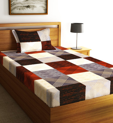 Fashion String 144 TC Microfiber Single Printed Flat Bedsheet(Pack of 1, Multicolor)