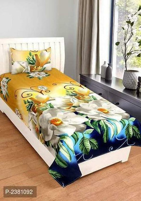 VH HUB 120 TC Cotton Single Printed Flat Bedsheet(Pack of 1, Multicolor)