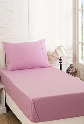KAPRIDO Cotton Single Flat 144 TC Solid Bedsheet(Pack of 1, Pink)