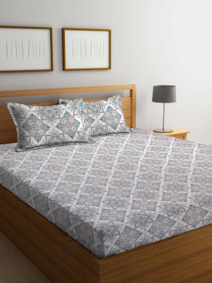 Bombay Dyeing 144 TC Cotton Double Abstract Flat Bedsheet(Pack of 1, Beige)