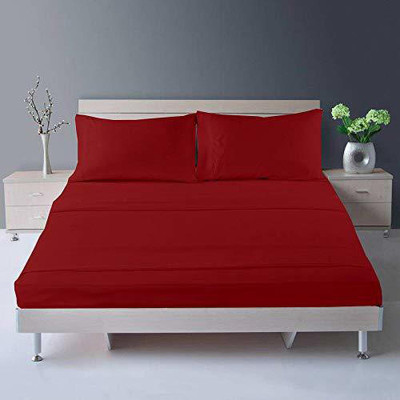 Bhumi Impex Cotton Single Flat 400 TC Solid Bedsheet(Pack of 1, Red)