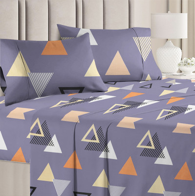 VAS COLLECTIONS Microfiber Double Flat 160 TC Printed Bedsheet(Pack of 1, Dark Blue)