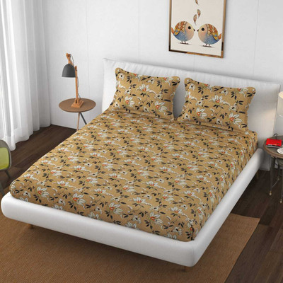 Arish handloom Polycotton Double Flat 180 TC Floral Bedsheet(Pack of 1, Multicolor -1)