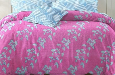 VTPL 144 TC Microfiber Double Floral Flat Bedsheet(Pack of 1, Pink)