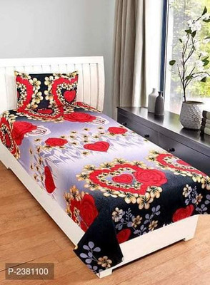 Vidhyaheandloom 120 TC Polycotton Single Printed Flat Bedsheet(Pack of 1, Multicolor)