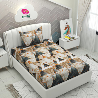 Apala 280 TC Microfiber Single Geometric Flat Bedsheet(Pack of 1, Multicolor)