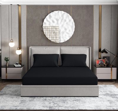 Zito 260 TC Polycotton Double Solid Flat Bedsheet(Pack of 1, Black)