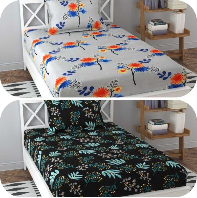 Prosseya 180 TC Cotton Single Solid Flat Bedsheet(Pack of 2, Multi 21)