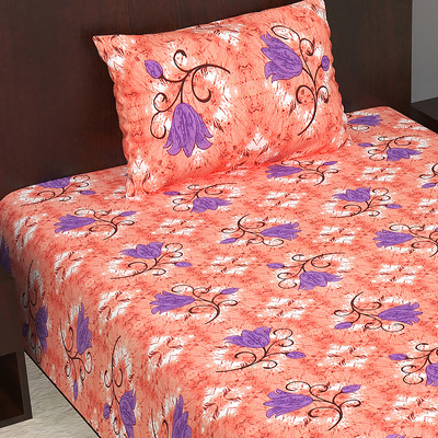 E ELMA 250 TC Cotton Single Jaipuri Prints Flat Bedsheet(Pack of 1, Purple)