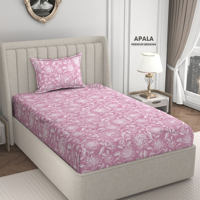 Apala Microfiber Single Flat 280 TC Floral Bedsheet(Pack of 1, Pink)