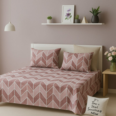 Flipkart SmartBuy Microfiber Double Flat 110 TC Printed Bedsheet(Pack of 1, Brown Size-87X87 (223X223))