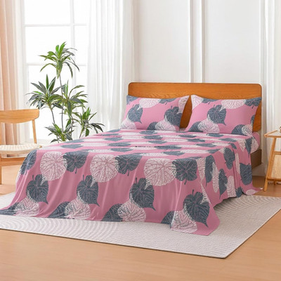 COLOFLY Cotton Single Flat 160 TC 3D Printed Bedsheet(Pack of 1, Sky Blue)