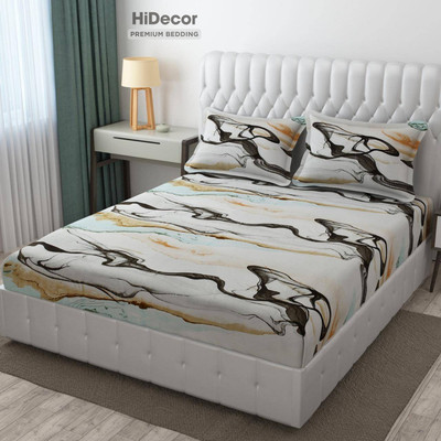 HIDECOR 280 TC Microfiber Double, King Abstract Flat Bedsheet(Pack of 1, Multicolor)