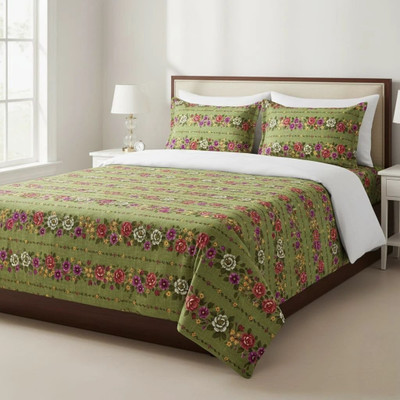 Dammn Decores Microfiber Queen Flat 200 TC 3D Printed Bedsheet(Pack of 1, Green)