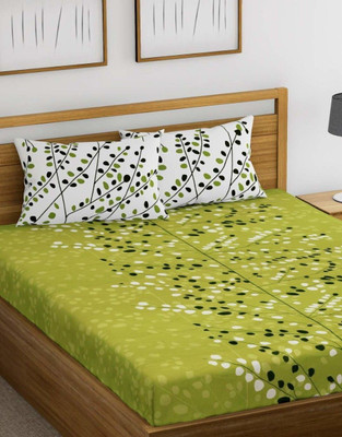 Diva Collection Cotton Double Flat 160 TC Floral Bedsheet(Pack of 1, Blue)