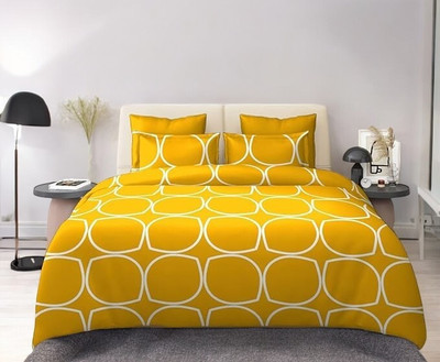 CLIDE 212 TC Cotton Queen Printed Fitted (Elastic) Bedsheet(Pack of 1, Yellow)