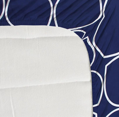 ikaan décor Cotton Double, King Fitted (Elastic) 240 TC Geometric Bedsheet(Pack of 1, Navy)