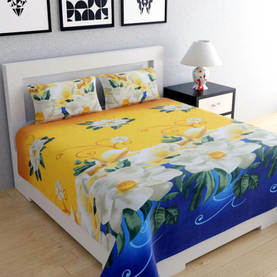 Aciloc Microfiber Double Flat 250 TC Printed Bedsheet(Pack of 1, Multicolor)