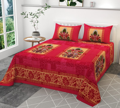 vesture Woolen, Fleece, Microfiber King Flat 220 TC Floral Bedsheet(Pack of 1, Magenta)