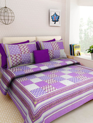 E ELMA 144 TC Cotton Double Jaipuri Prints Flat Bedsheet(Pack of 1, Multicolor)