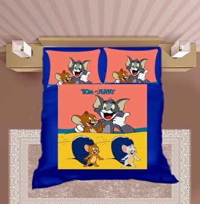 BLENZZA DECO 210 TC Velvet Double Cartoon Flat Bedsheet(Pack of 1, Tom Jerry)