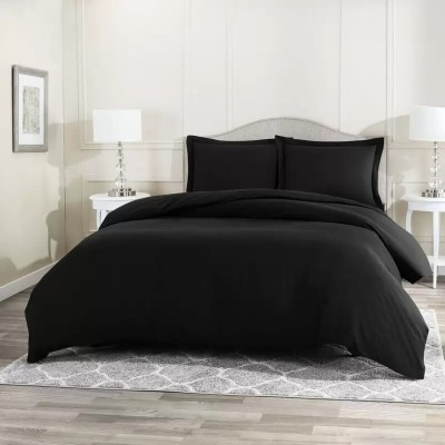 Hardeep 300 TC Microfiber Queen Solid Flat Bedsheet(Pack of 1, Black)