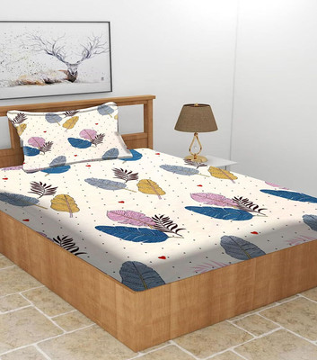 YaAkholic Cotton Single Flat 260 TC Printed Bedsheet(Pack of 1, Multicolor)