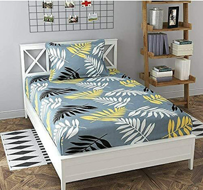 uranus niyafab 200 TC Polycotton Single Printed Fitted (Elastic) Bedsheet(Pack of 1, Black 1)