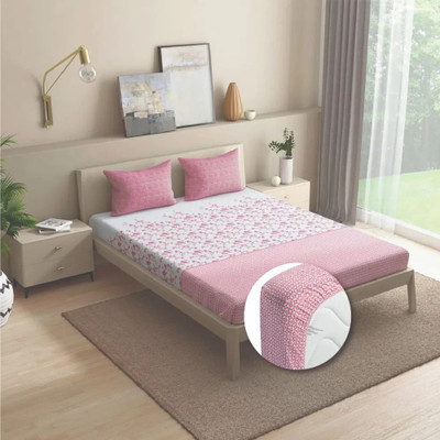 Wakefit Cotton Queen Fitted (Elastic) 144 TC Printed Bedsheet(Pack of 1, Florenza)