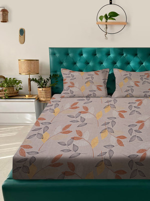 ROSARA HOME Microfiber Queen Flat 180 TC Printed Bedsheet(Pack of 1, Brown)