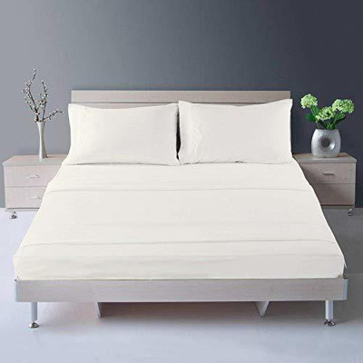 Bhumi Impex Cotton Double Flat 400 TC Solid Bedsheet(Pack of 1, Cream)