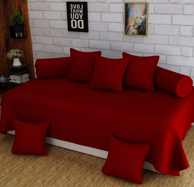 HOMYBEES Cotton Single Flat 210 TC Striped Bedsheet(Pack of 1, Maroon)