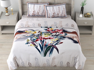 RJ Cotton King Flat 210 TC Printed Bedsheet(Pack of 1, Green)