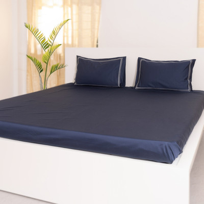 Oyvu Cotton King Flat 700 TC Solid Bedsheet(Pack of 1, Naval Academy)