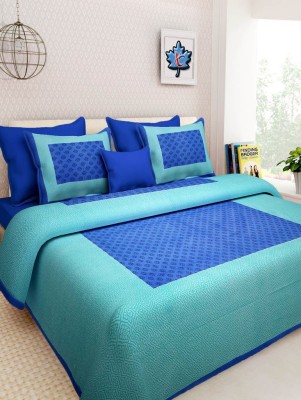 Kismat Collection 140 TC Cotton Double Paisley Flat Bedsheet(Pack of 1, Blue)
