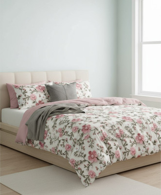 DreamWeave Cotton Super King Flat 240 TC Floral Bedsheet(Pack of 1, Heavy Super King Size 7D Flat Bedsheet With 2 Pillow Cover 110x110 inch-Multi)