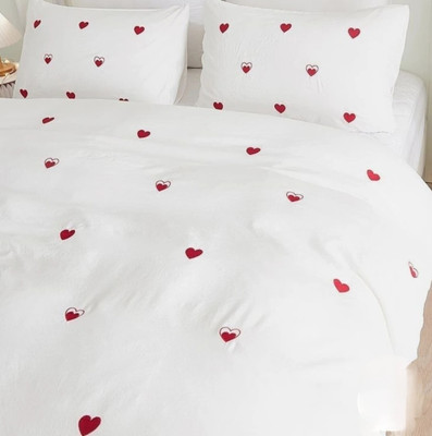 Agarwal Retails 300 TC Cotton Double Motifs Flat Bedsheet(Pack of 1, White)