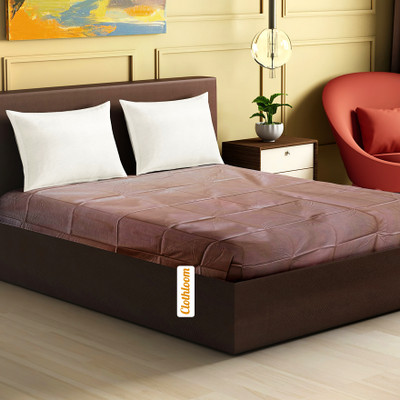 Clothloom 190 TC PVC Double Self Design Flat Bedsheet(Pack of 1, Brown)