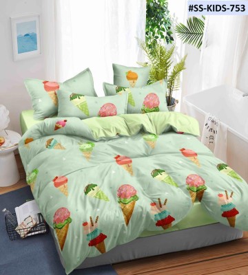 Sitting Style 160 TC Polycotton Double Floral Flat Bedsheet(Pack of 1, King Size double Flat Bedsheet with 2 Pillow cover 90x100 inch,Multicolor)