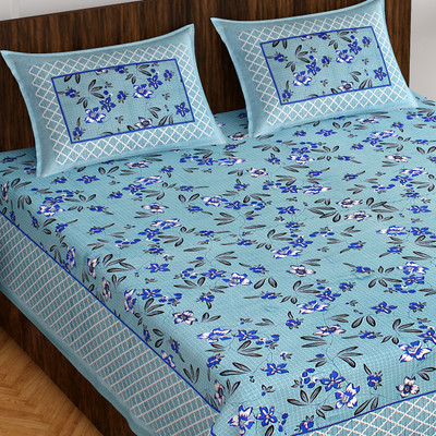 E ELMA 144 TC Cotton Double Abstract Flat Bedsheet(Pack of 1, Grey)