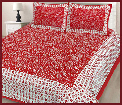 JAIPUR PRINTS Cotton Double Flat 144 TC Jaipuri Prints Bedsheet(Pack of 1, Maroon)