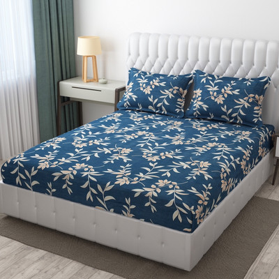 Laughing 260 TC Microfiber Queen Printed Fitted (Elastic) Bedsheet(Pack of 1, Multicolor)