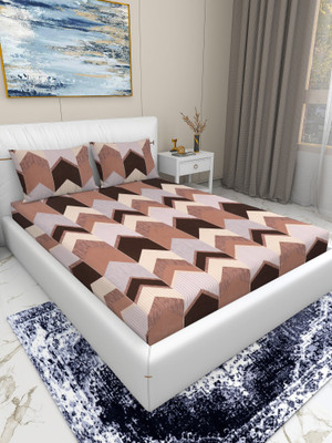 Flipkart SmartBuy 144 TC Microfiber Double Printed Flat Bedsheet(Pack of 1, Brown-Multi)