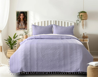 Hanit Cotton Double Flat 210 TC Printed Bedsheet(Pack of 1, Purple)