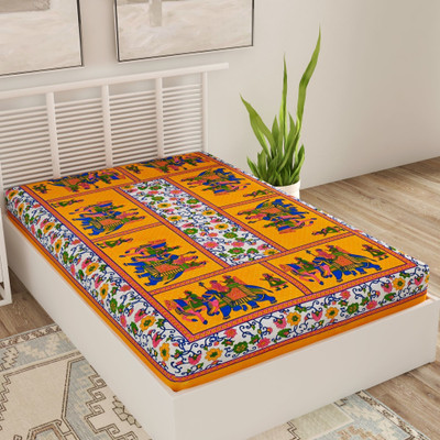 Unique Choice 220 TC Cotton Single Self Design Flat Bedsheet(Pack of 1, Yellow)
