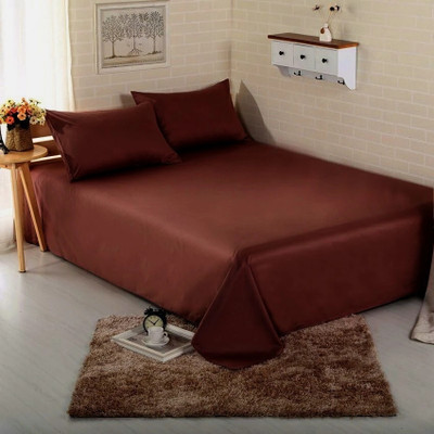 Optra 300 TC Microfiber Single Solid Flat Bedsheet(Pack of 1, Brown)