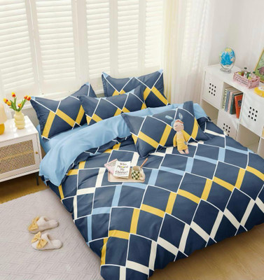 subhani Polycotton Double Flat 300 TC Motifs Bedsheet(Pack of 1, Grey)