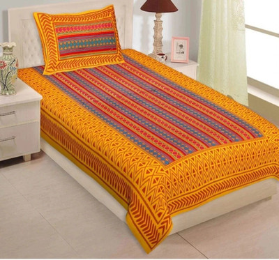 SOFTCOT Cotton Single Flat 144 TC Jaipuri Prints Bedsheet(Pack of 1, Multicolor)